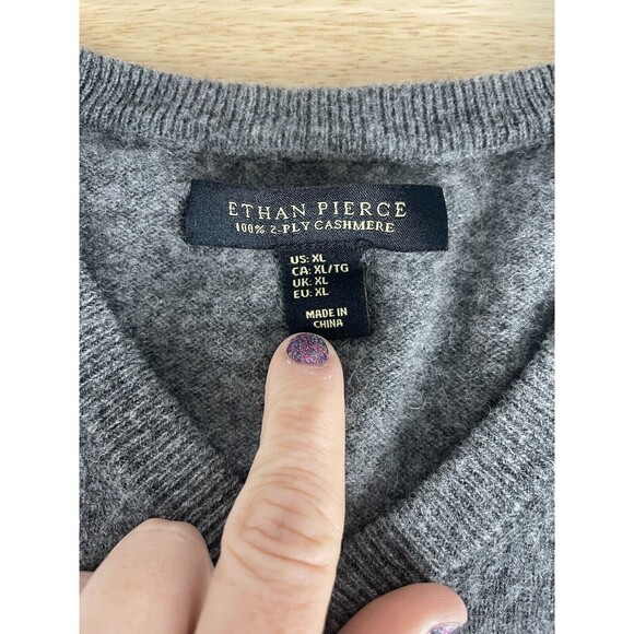 Ethan Pierce 100% 2-Ply Cashmere Dark Gray Sweater Mens XL - Picture 3 of 6